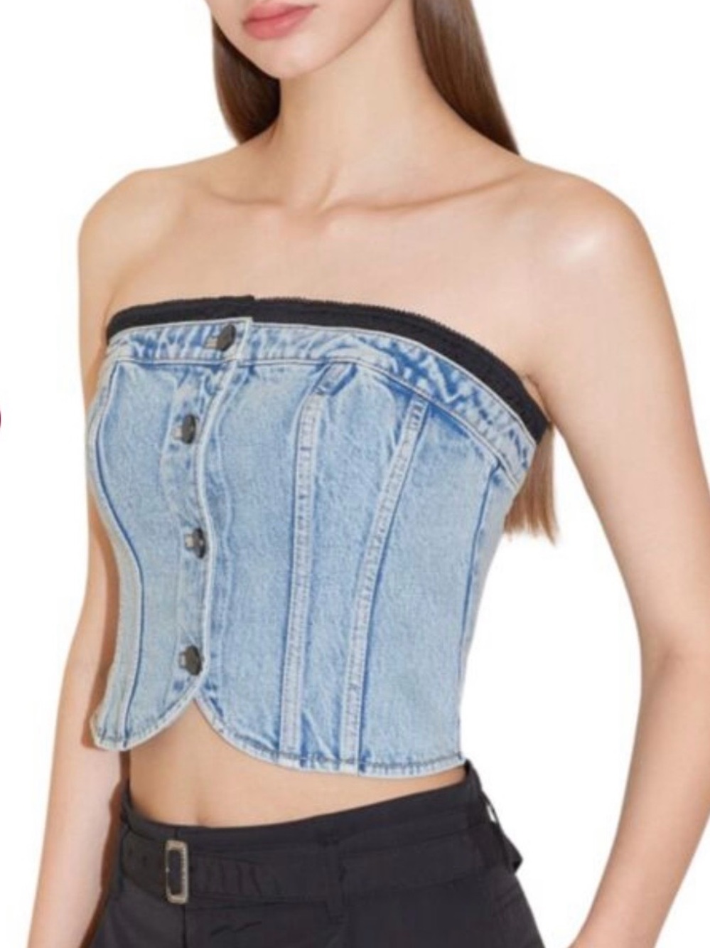 Sexy Denim Corset Top With Splicing Design